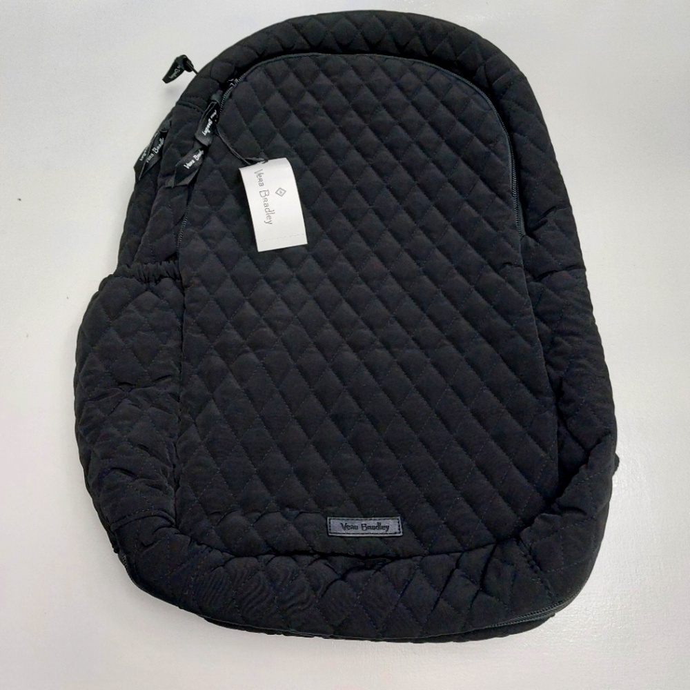 Vera Bradley Large Travel Backpack Classic Black Microfiber NWT